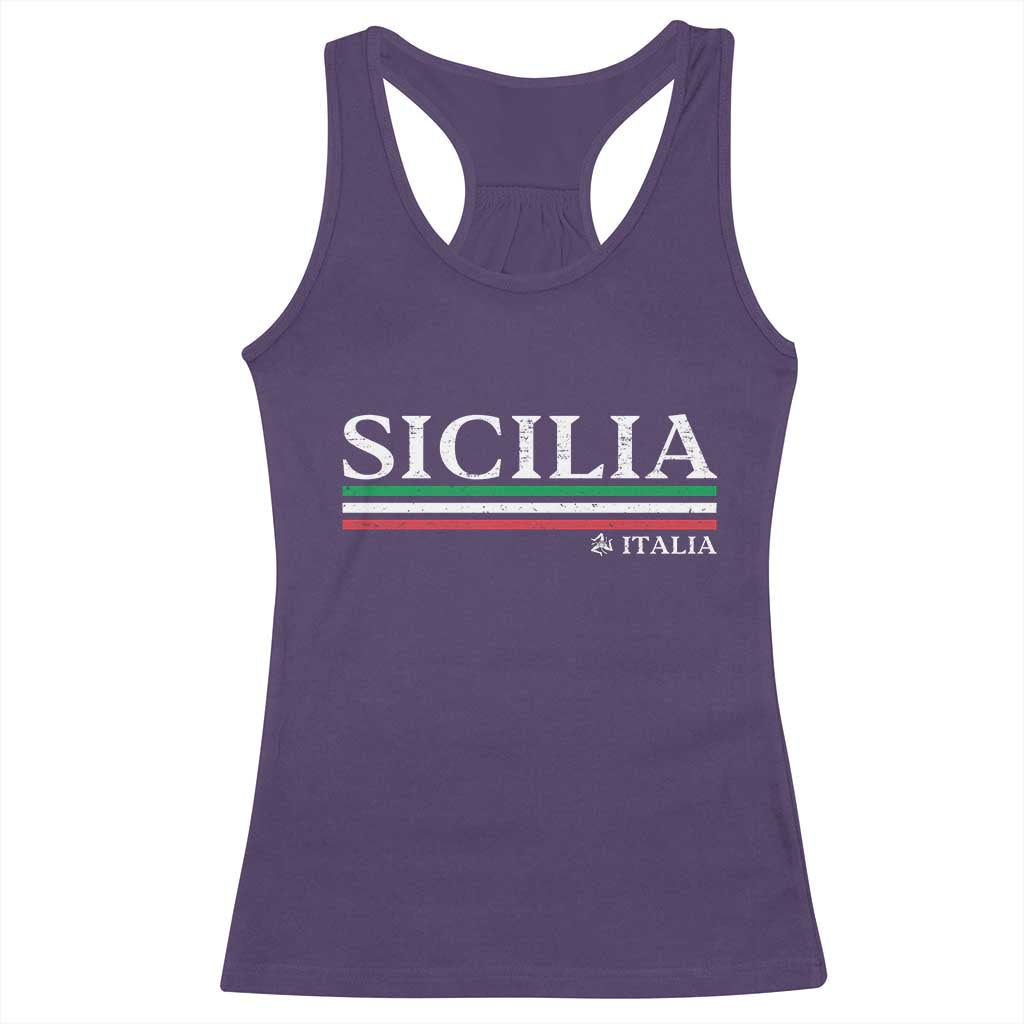 Sicily Sicilian Italian Flag Souvenirs Medusa Racerback Tank Top - Wonder Print Shop