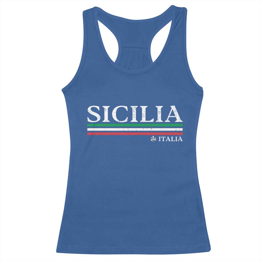 Sicily Sicilian Italian Flag Souvenirs Medusa Racerback Tank Top - Wonder Print Shop