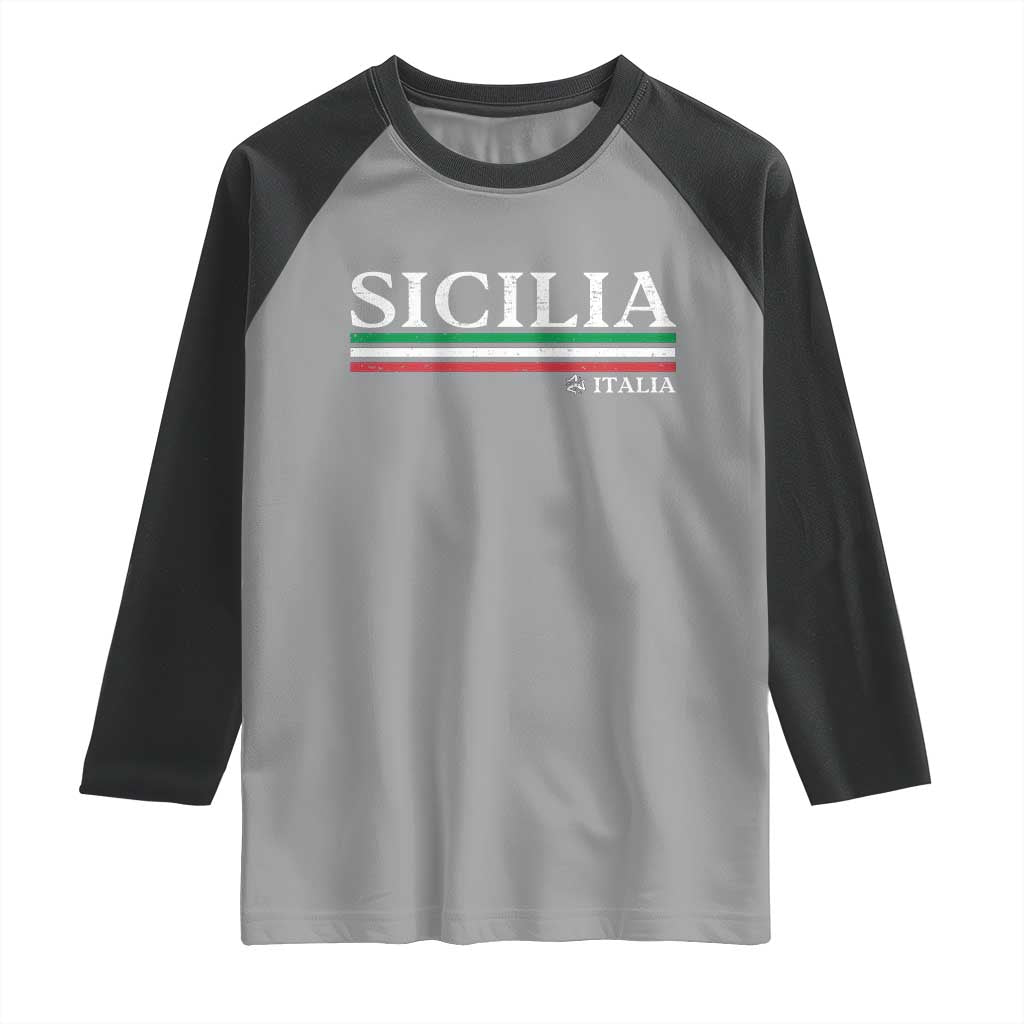 Sicily Sicilian Italian Flag Souvenirs Medusa Raglan Shirt - Wonder Print Shop