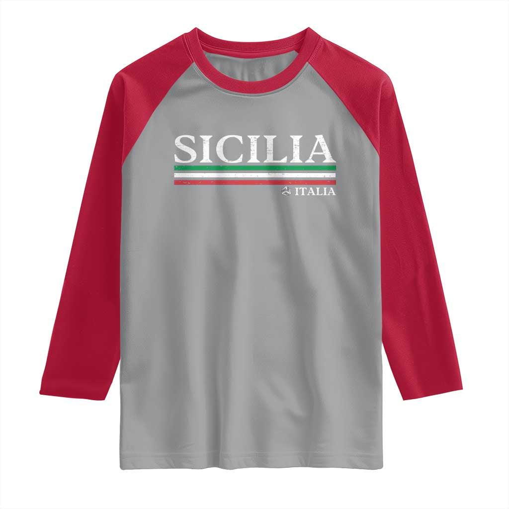 Sicily Sicilian Italian Flag Souvenirs Medusa Raglan Shirt - Wonder Print Shop