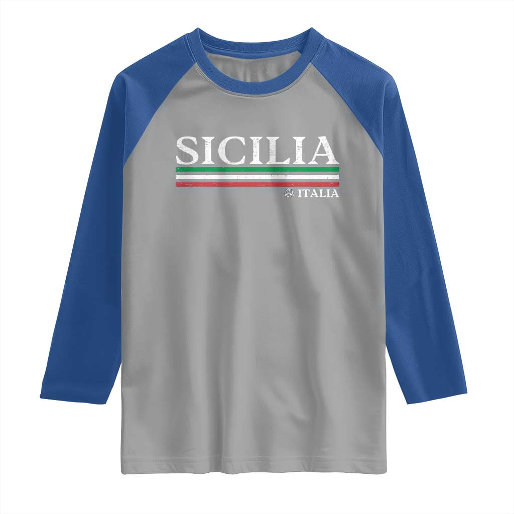 Sicily Sicilian Italian Flag Souvenirs Medusa Raglan Shirt - Wonder Print Shop