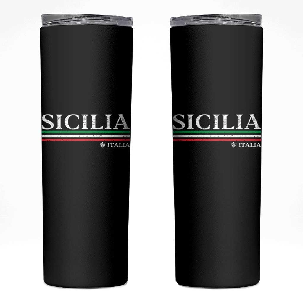 Sicily Sicilian Italian Flag Souvenirs Medusa Skinny Tumbler - Wonder Print Shop