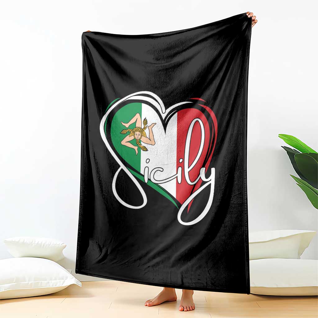 Sicily Palermo Italy Medusa Sicilia Heart Italian Flag Throw Blanket - Wonder Print Shop