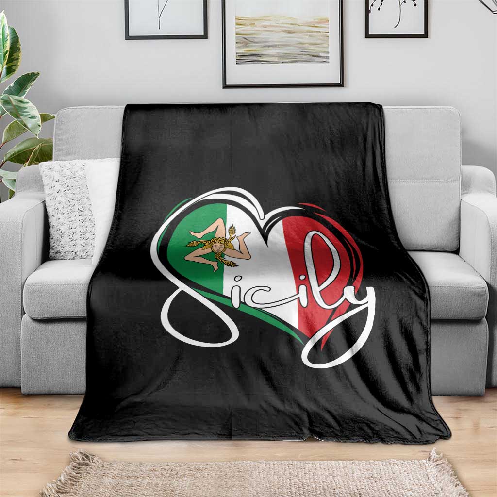 Sicily Palermo Italy Medusa Sicilia Heart Italian Flag Throw Blanket - Wonder Print Shop