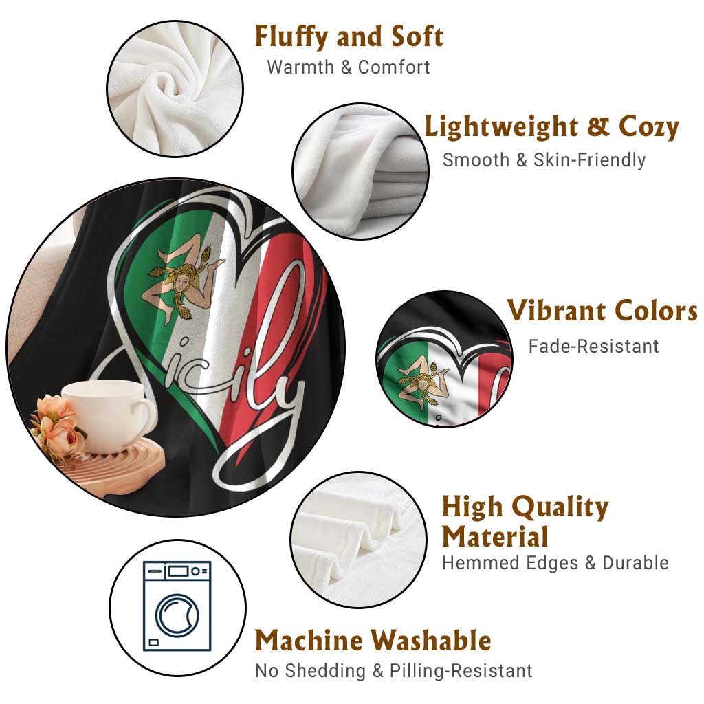 Sicily Palermo Italy Medusa Sicilia Heart Italian Flag Throw Blanket - Wonder Print Shop