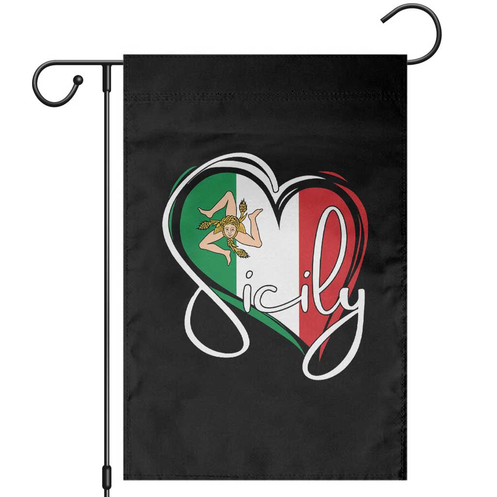 Sicily Palermo Italy Medusa Sicilia Heart Italian Flag Garden Flag - Wonder Print Shop