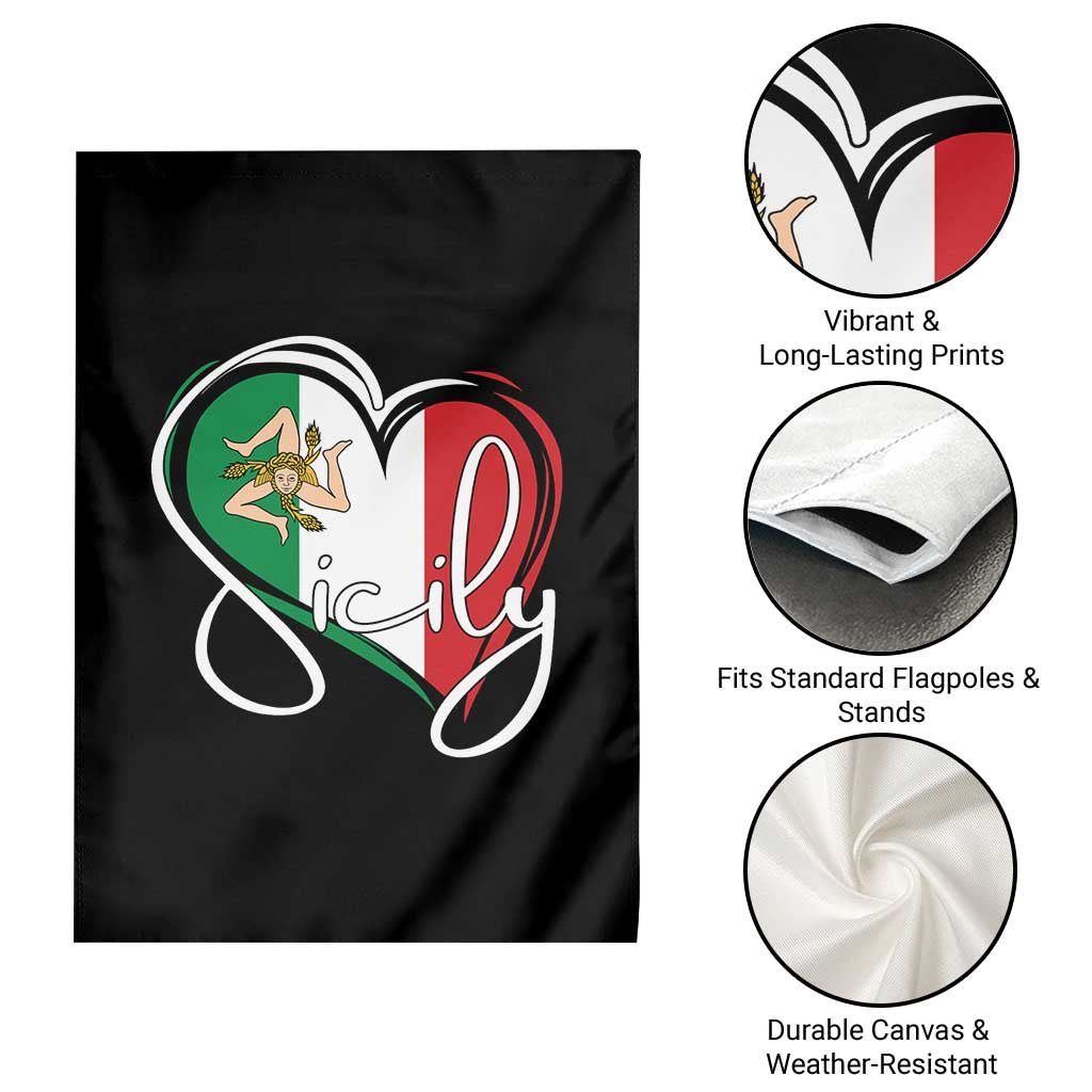 Sicily Palermo Italy Medusa Sicilia Heart Italian Flag Garden Flag - Wonder Print Shop