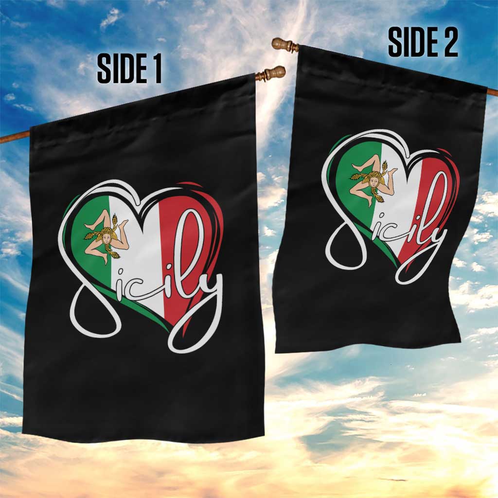 Sicily Palermo Italy Medusa Sicilia Heart Italian Flag Garden Flag - Wonder Print Shop