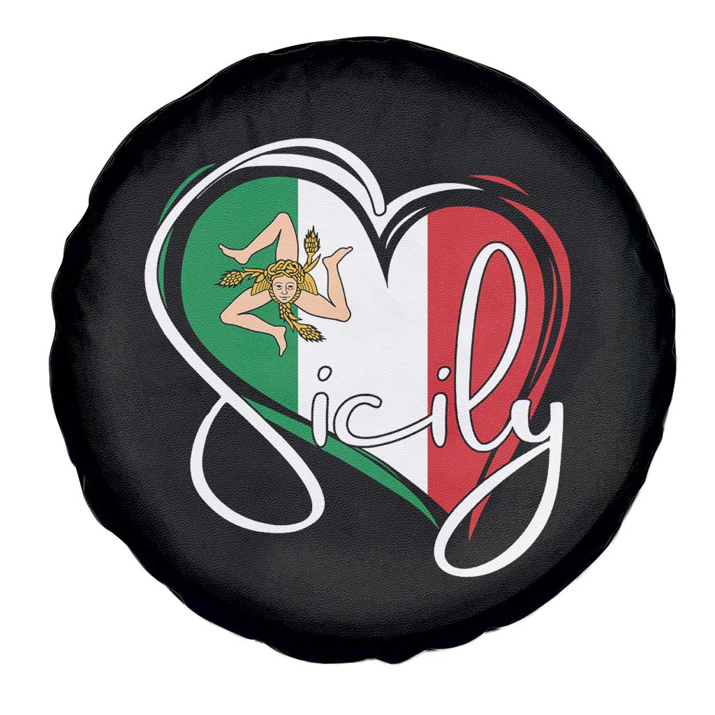 Sicily Palermo Italy Medusa Sicilia Heart Italian Flag Spare Tire Cover - Wonder Print Shop