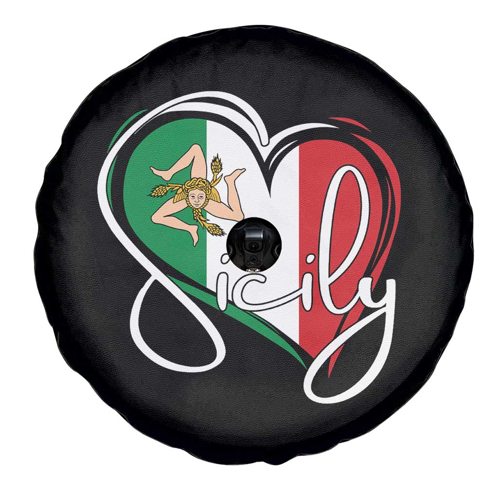 Sicily Palermo Italy Medusa Sicilia Heart Italian Flag Spare Tire Cover - Wonder Print Shop