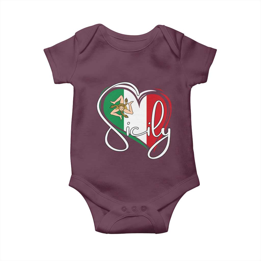 Sicily Palermo Italy Medusa Sicilia Heart Italian Flag Baby Onesie - Wonder Print Shop