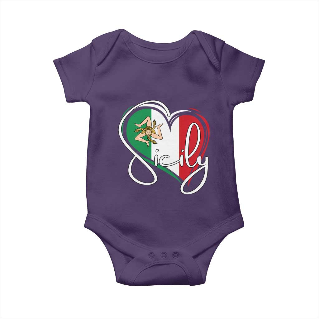 Sicily Palermo Italy Medusa Sicilia Heart Italian Flag Baby Onesie - Wonder Print Shop
