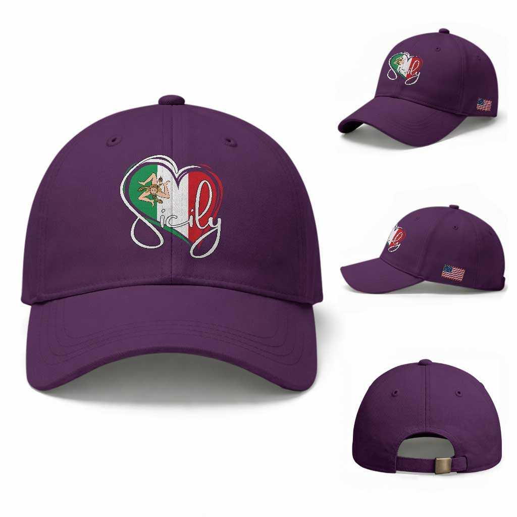 Sicily Palermo Italy Medusa Sicilia Heart Italian Flag Baseball Cap