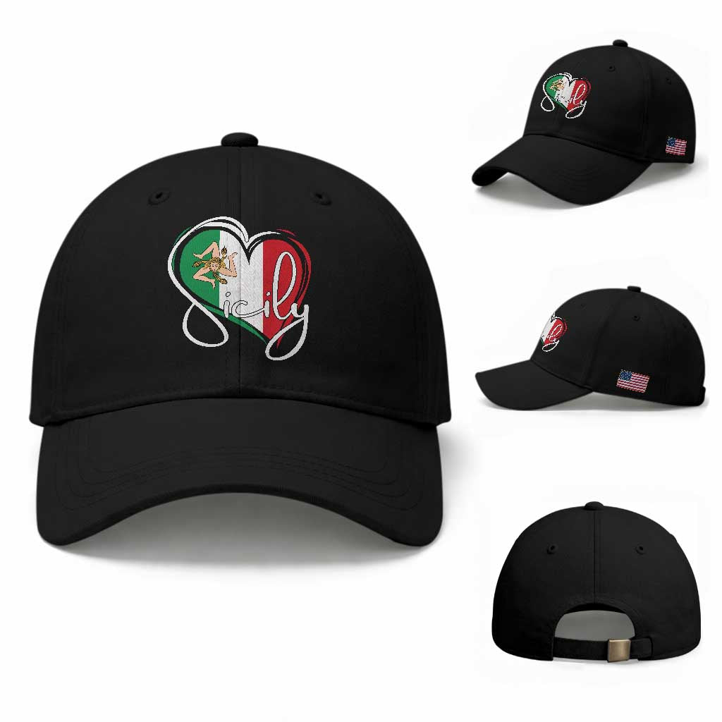 Sicily Palermo Italy Medusa Sicilia Heart Italian Flag Baseball Cap