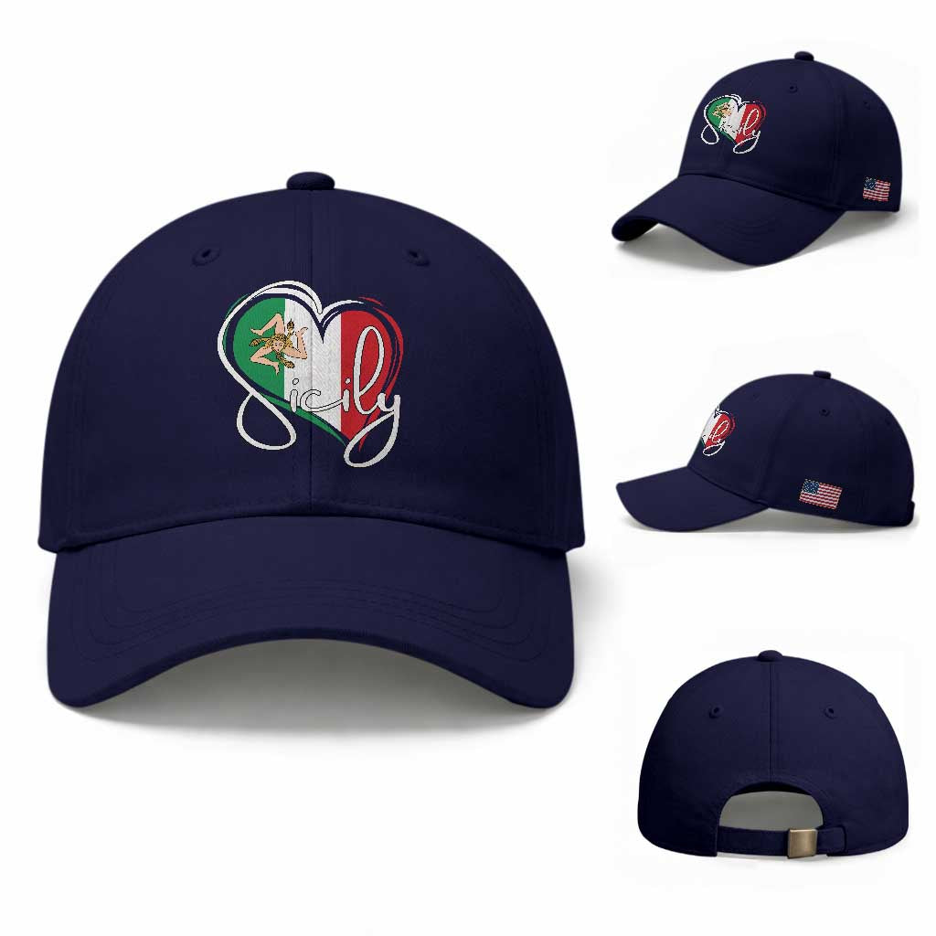 Sicily Palermo Italy Medusa Sicilia Heart Italian Flag Baseball Cap