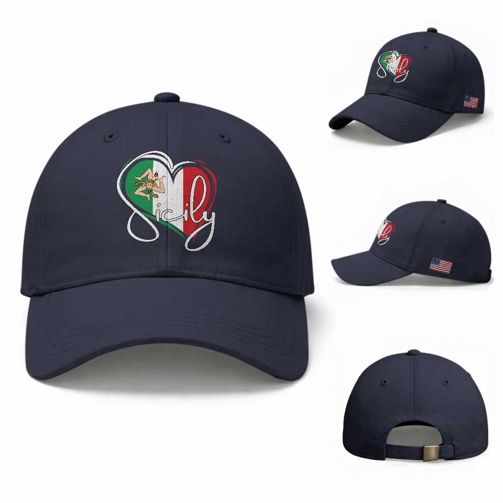 Sicily Palermo Italy Medusa Sicilia Heart Italian Flag Baseball Cap