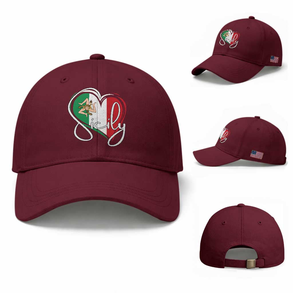 Sicily Palermo Italy Medusa Sicilia Heart Italian Flag Baseball Cap