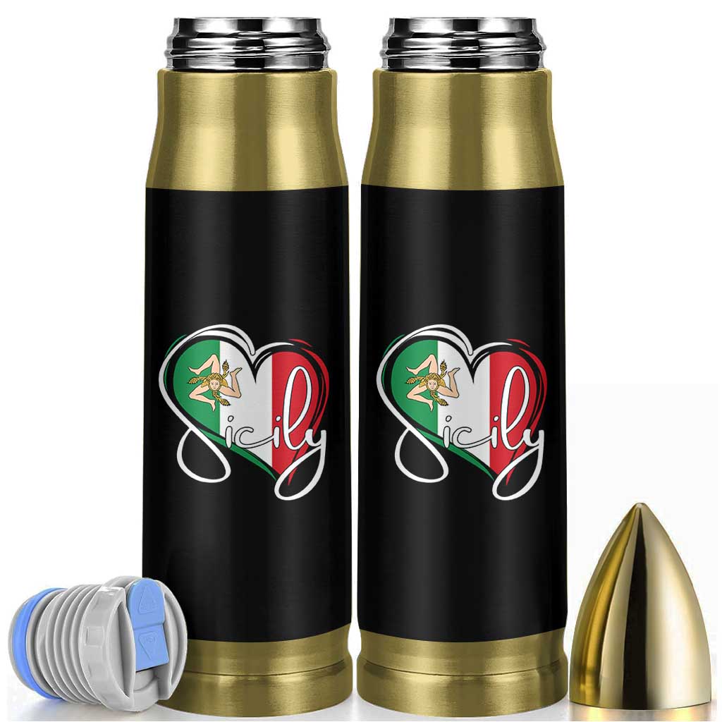 Sicily Palermo Italy Medusa Sicilia Heart Italian Flag Bullet Tumbler - Wonder Print Shop