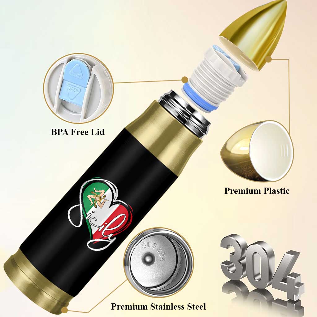 Sicily Palermo Italy Medusa Sicilia Heart Italian Flag Bullet Tumbler - Wonder Print Shop