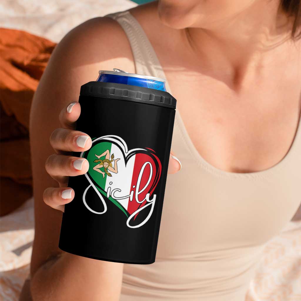 Sicily Palermo Italy Medusa Sicilia Heart Italian Flag 4 in 1 Can Cooler Tumbler - Wonder Print Shop