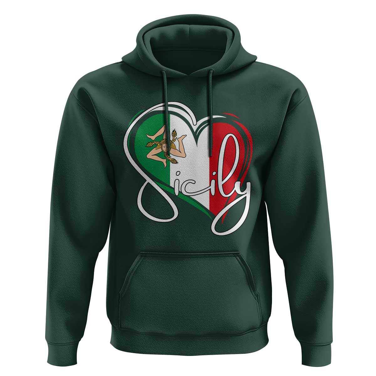 Sicily Palermo Italy Medusa Sicilia Heart Italian Flag Hoodie - Wonder Print Shop
