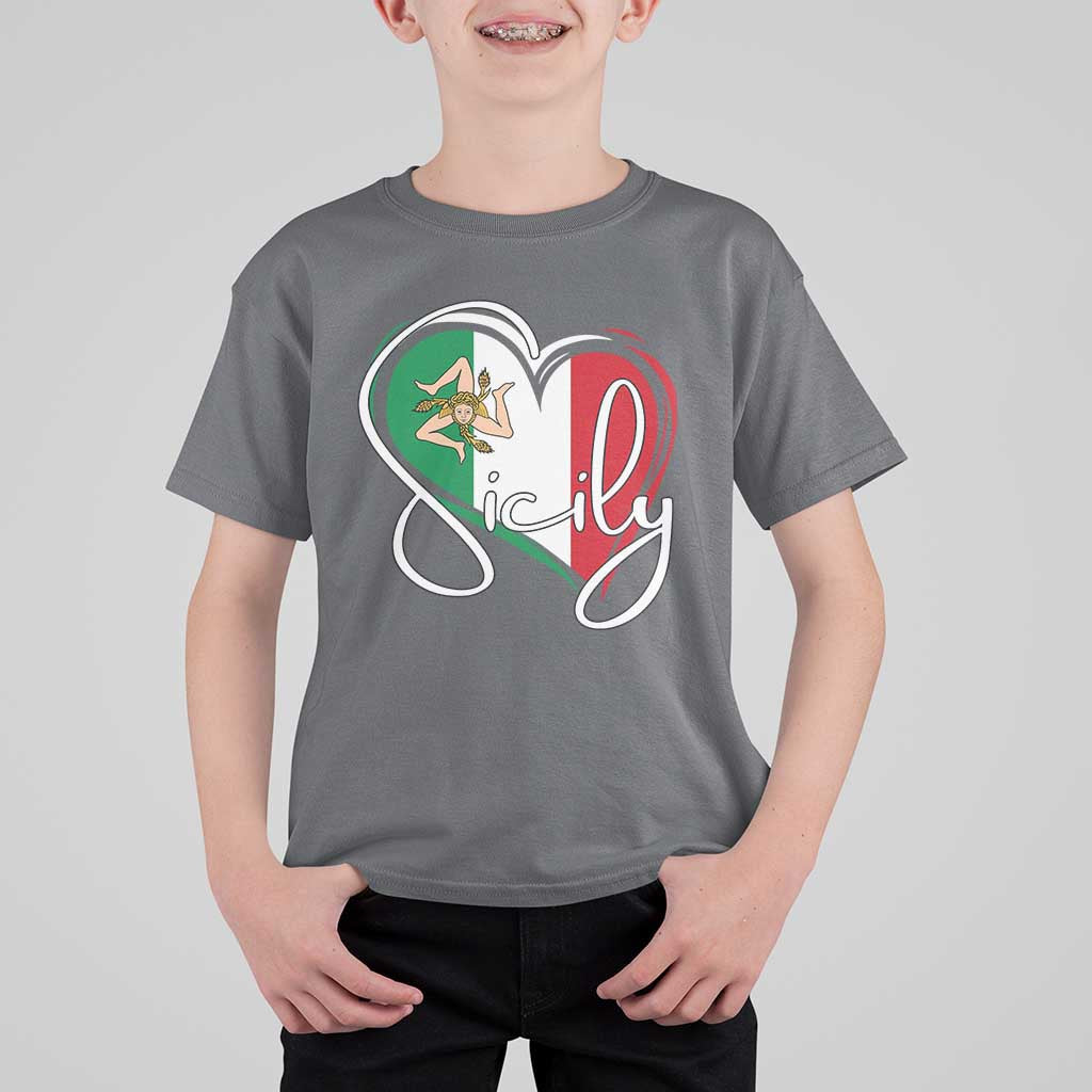 Sicily Palermo Italy Medusa Sicilia Heart Italian Flag T Shirt For Kid - Wonder Print Shop