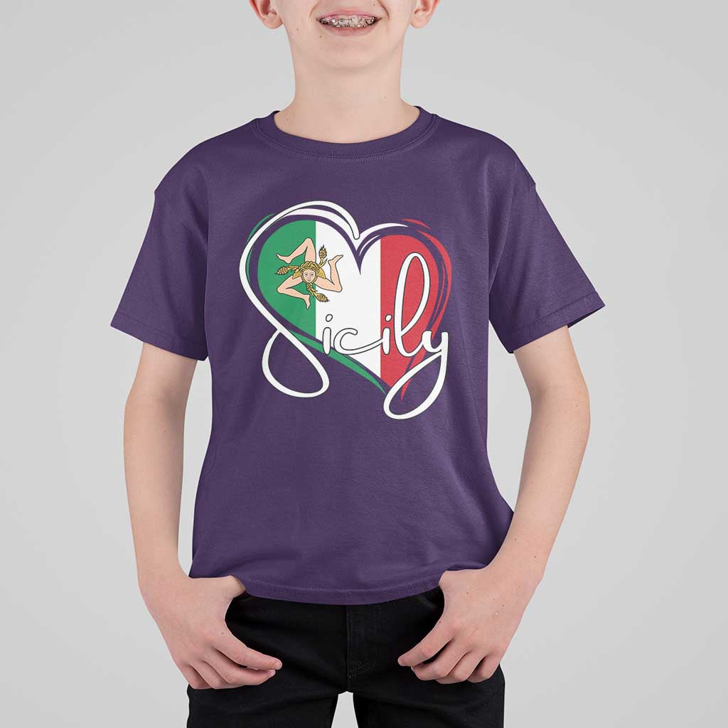 Sicily Palermo Italy Medusa Sicilia Heart Italian Flag T Shirt For Kid - Wonder Print Shop