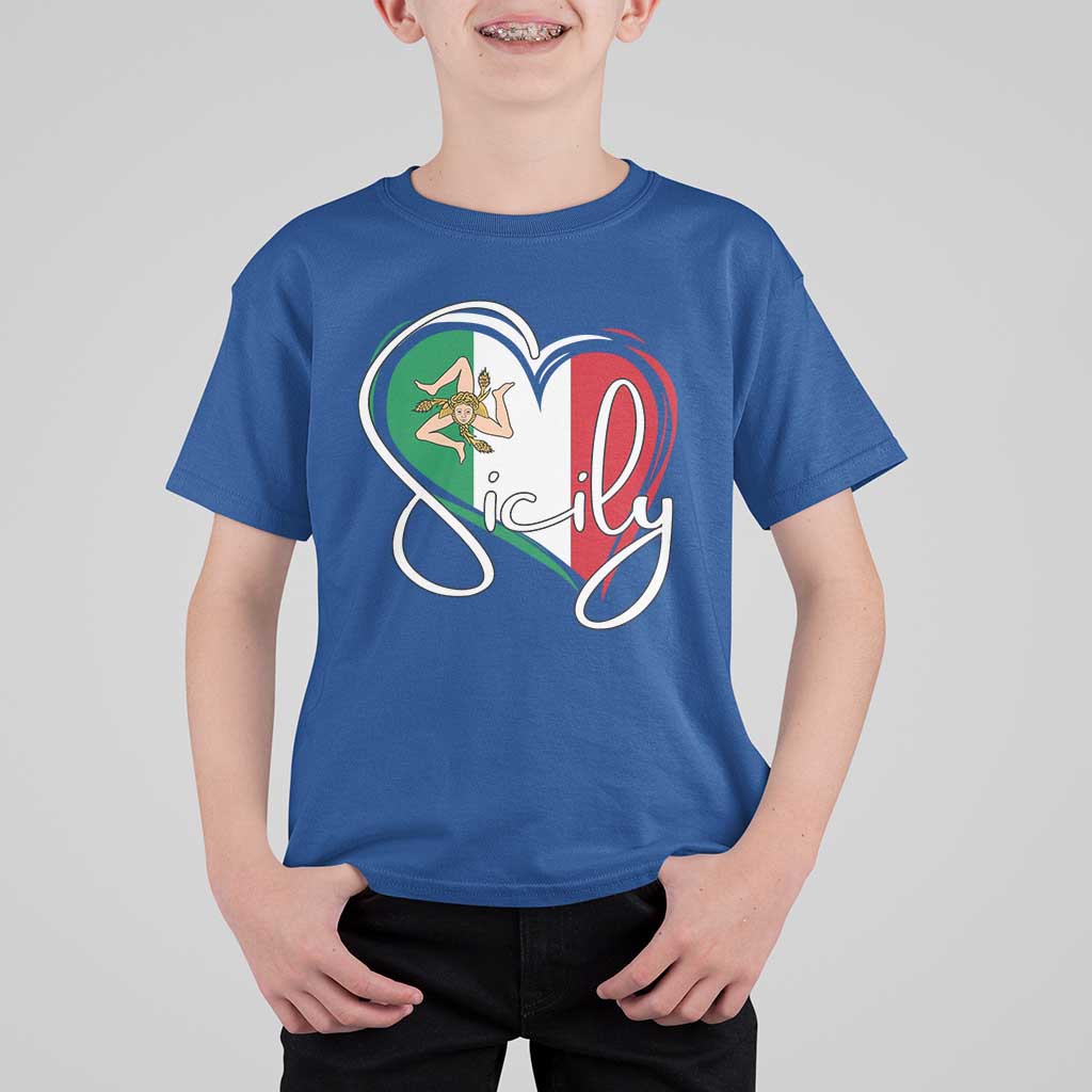 Sicily Palermo Italy Medusa Sicilia Heart Italian Flag T Shirt For Kid - Wonder Print Shop