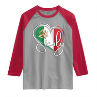 Sicily Palermo Italy Medusa Sicilia Heart Italian Flag Raglan Shirt - Wonder Print Shop