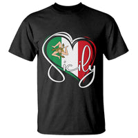 Sicily Palermo Italy Medusa Sicilia Heart Italian Flag T Shirt - Wonder Print Shop