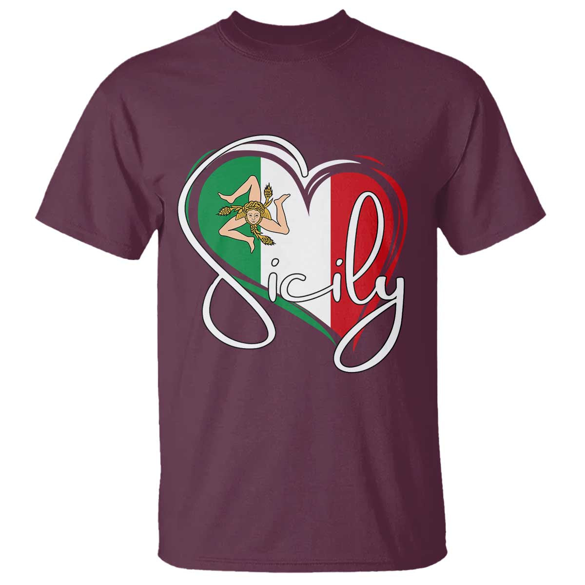 Sicily Palermo Italy Medusa Sicilia Heart Italian Flag T Shirt - Wonder Print Shop