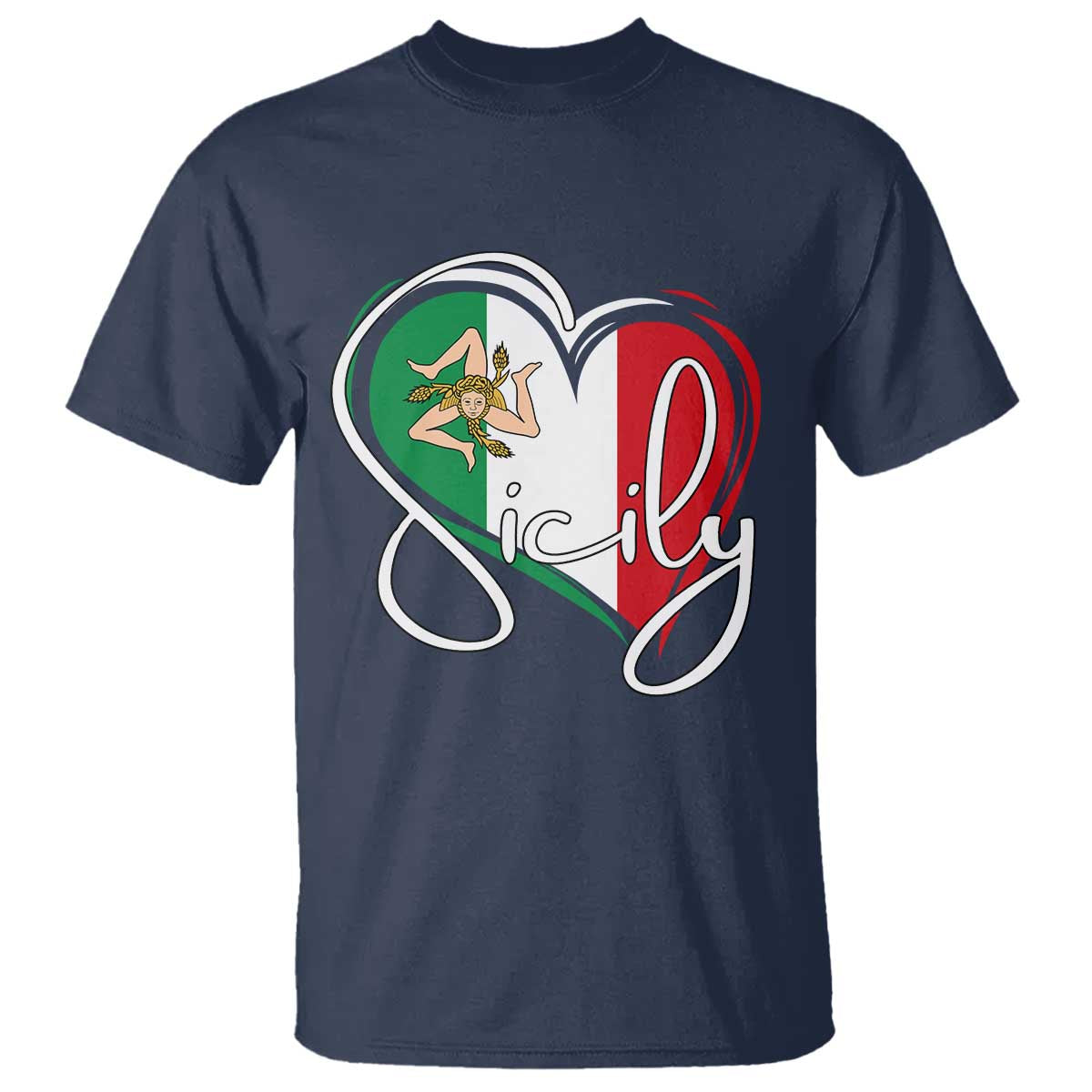 Sicily Palermo Italy Medusa Sicilia Heart Italian Flag T Shirt - Wonder Print Shop