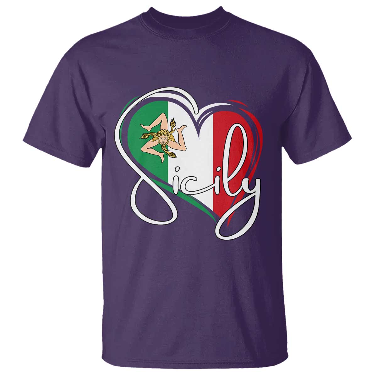 Sicily Palermo Italy Medusa Sicilia Heart Italian Flag T Shirt - Wonder Print Shop