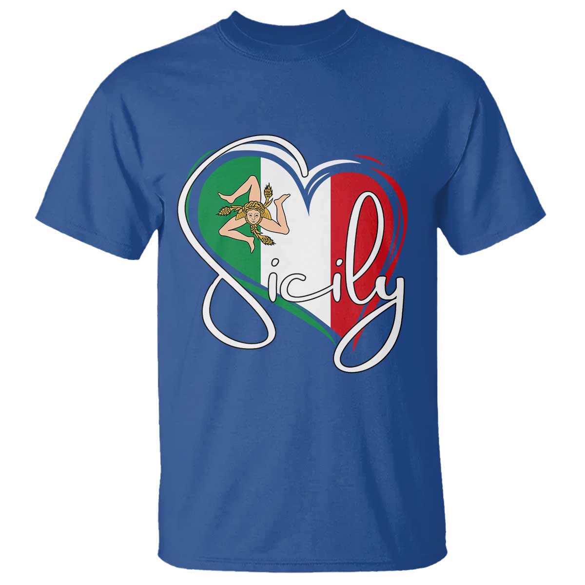 Sicily Palermo Italy Medusa Sicilia Heart Italian Flag T Shirt - Wonder Print Shop