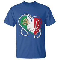 Sicily Palermo Italy Medusa Sicilia Heart Italian Flag T Shirt - Wonder Print Shop