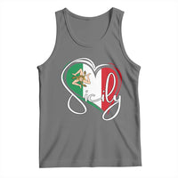 Sicily Palermo Italy Medusa Sicilia Heart Italian Flag Tank Top - Wonder Print Shop