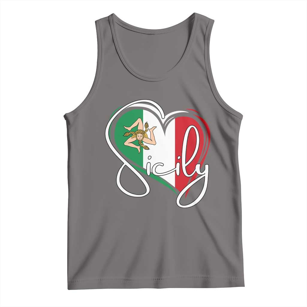 Sicily Palermo Italy Medusa Sicilia Heart Italian Flag Tank Top - Wonder Print Shop