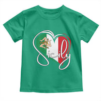 Sicily Palermo Italy Medusa Sicilia Heart Italian Flag Toddler T Shirt - Wonder Print Shop