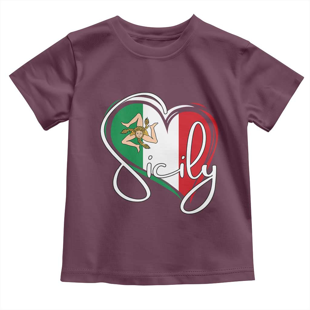 Sicily Palermo Italy Medusa Sicilia Heart Italian Flag Toddler T Shirt - Wonder Print Shop