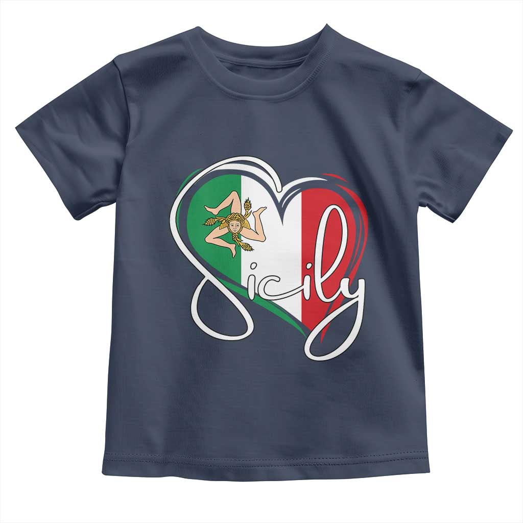 Sicily Palermo Italy Medusa Sicilia Heart Italian Flag Toddler T Shirt - Wonder Print Shop