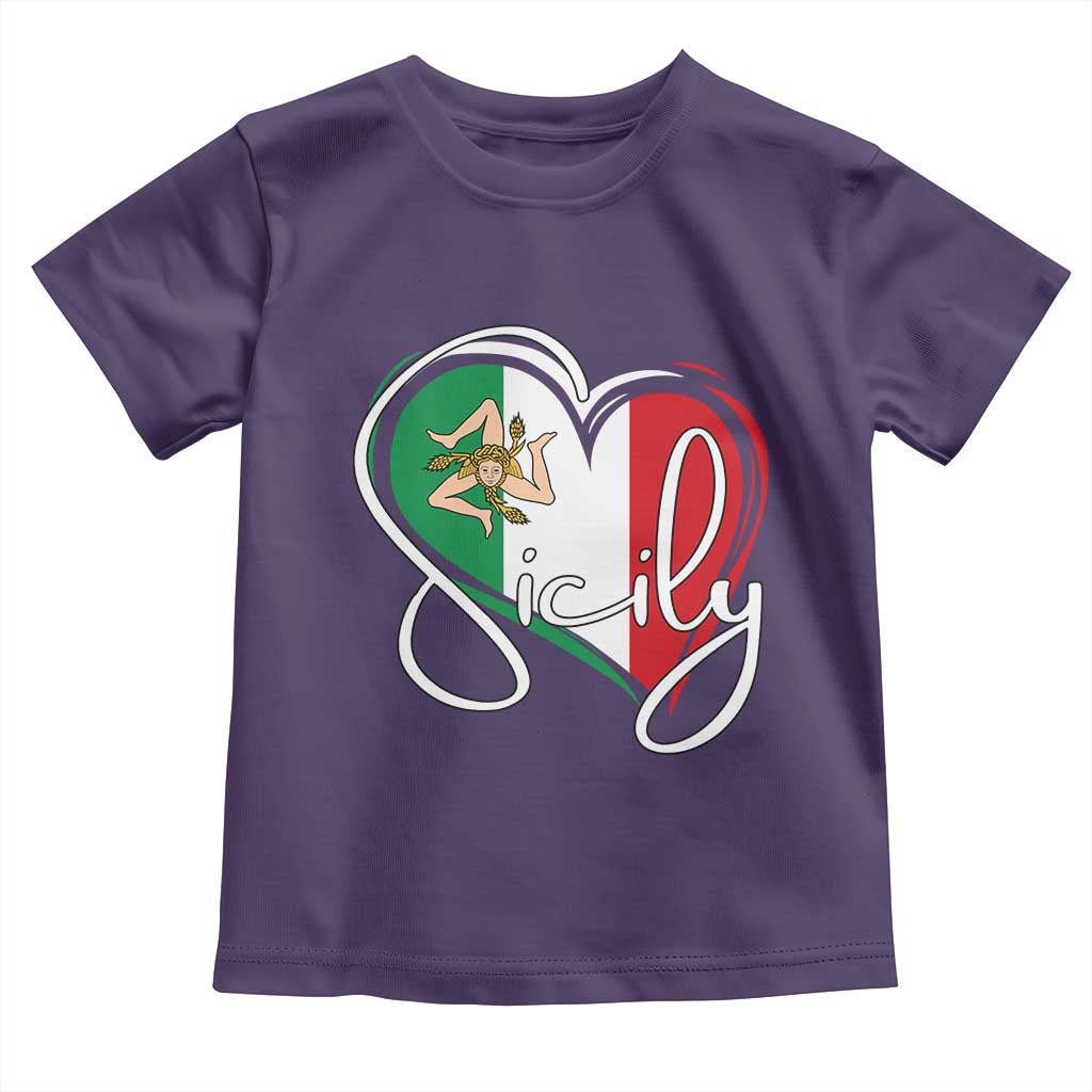 Sicily Palermo Italy Medusa Sicilia Heart Italian Flag Toddler T Shirt - Wonder Print Shop