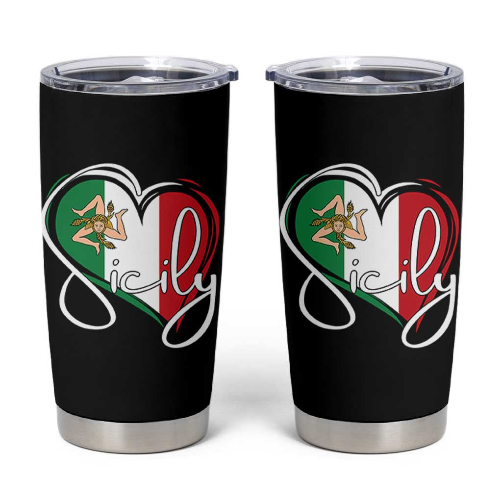 Sicily Palermo Italy Medusa Sicilia Heart Italian Flag Tumbler Cup - Wonder Print Shop