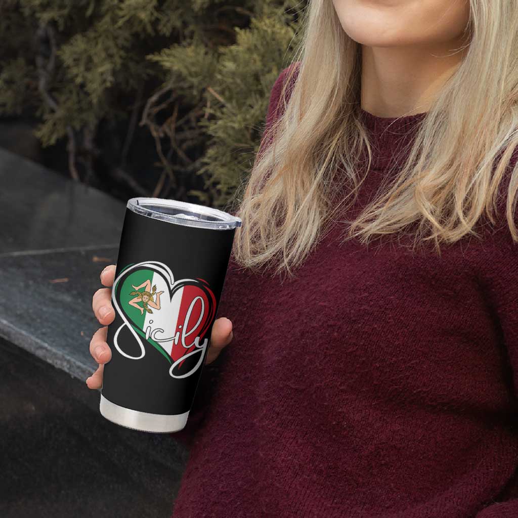 Sicily Palermo Italy Medusa Sicilia Heart Italian Flag Tumbler Cup - Wonder Print Shop