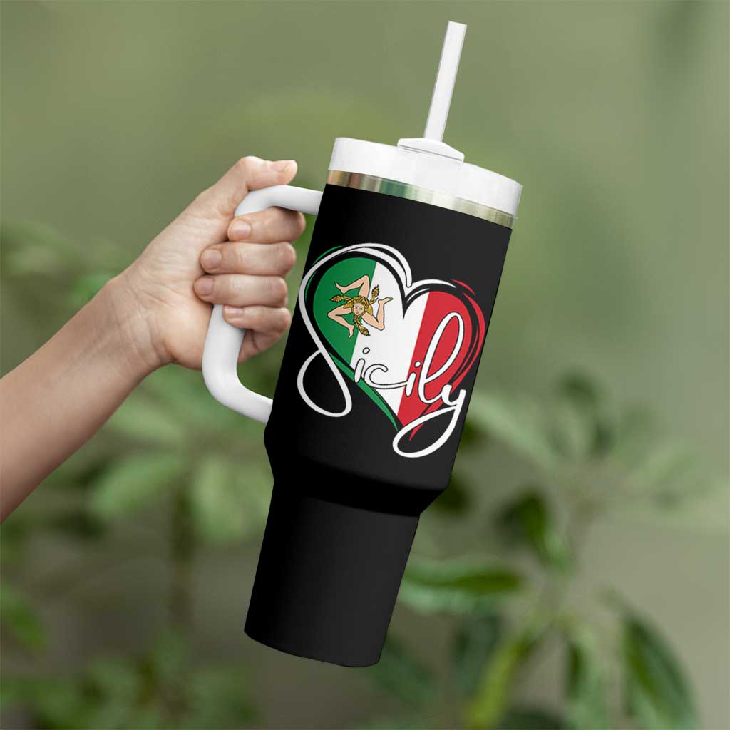 Sicily Palermo Italy Medusa Sicilia Heart Italian Flag Tumbler With Handle - Wonder Print Shop