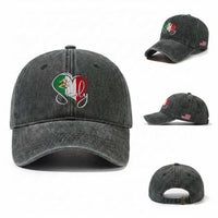 Sicily Palermo Italy Medusa Sicilia Heart Italian Flag Washed Cotton Baseball Cap