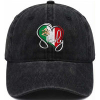 Sicily Palermo Italy Medusa Sicilia Heart Italian Flag Washed Cotton Baseball Cap