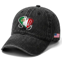 Sicily Palermo Italy Medusa Sicilia Heart Italian Flag Washed Cotton Baseball Cap