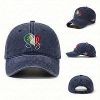 Sicily Palermo Italy Medusa Sicilia Heart Italian Flag Washed Cotton Baseball Cap