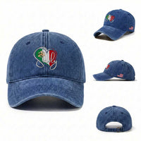 Sicily Palermo Italy Medusa Sicilia Heart Italian Flag Washed Cotton Baseball Cap