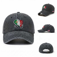 Sicily Palermo Italy Medusa Sicilia Heart Italian Flag Washed Cotton Baseball Cap